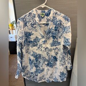Anthropologie Casual Blue Floral Button-Down Shirt for Women